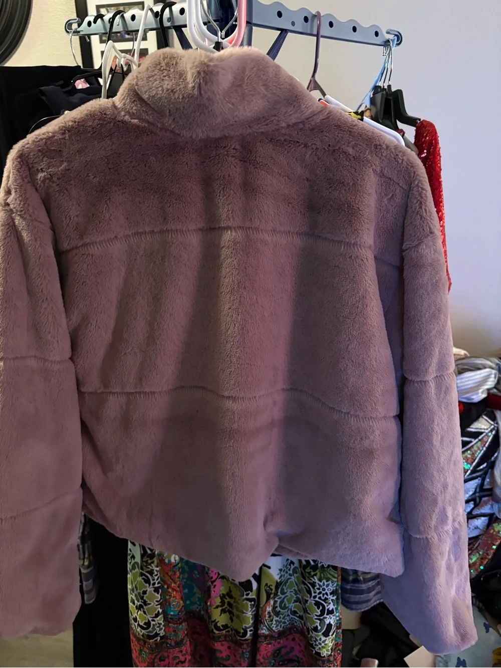 Almost Famous Plush Teddy Jacket in Mauve
